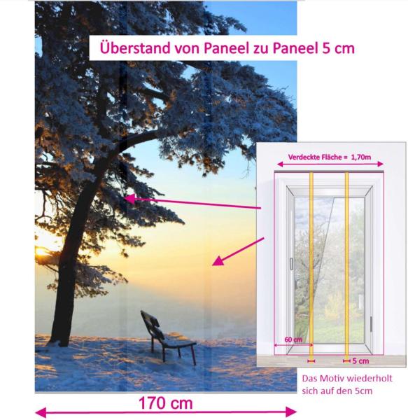 Flächenvorhang Ländleblick  3er Set, Schiebegardine, Schiebegardinen, blickdicht, Flächenvorhang blickdicht, Schiebevorhang,